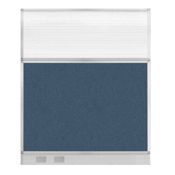 Hush Panel Cubicle Partition 5' x 6' W/ Window Caribbean Fabric Clear Fluted Window W/Cable Channel